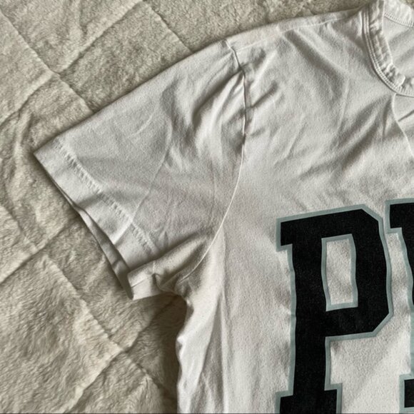 Victoria's Secret PINK | White Logo Cut Out Campus Crew Tee | Size Medium - Picture 5 of 12